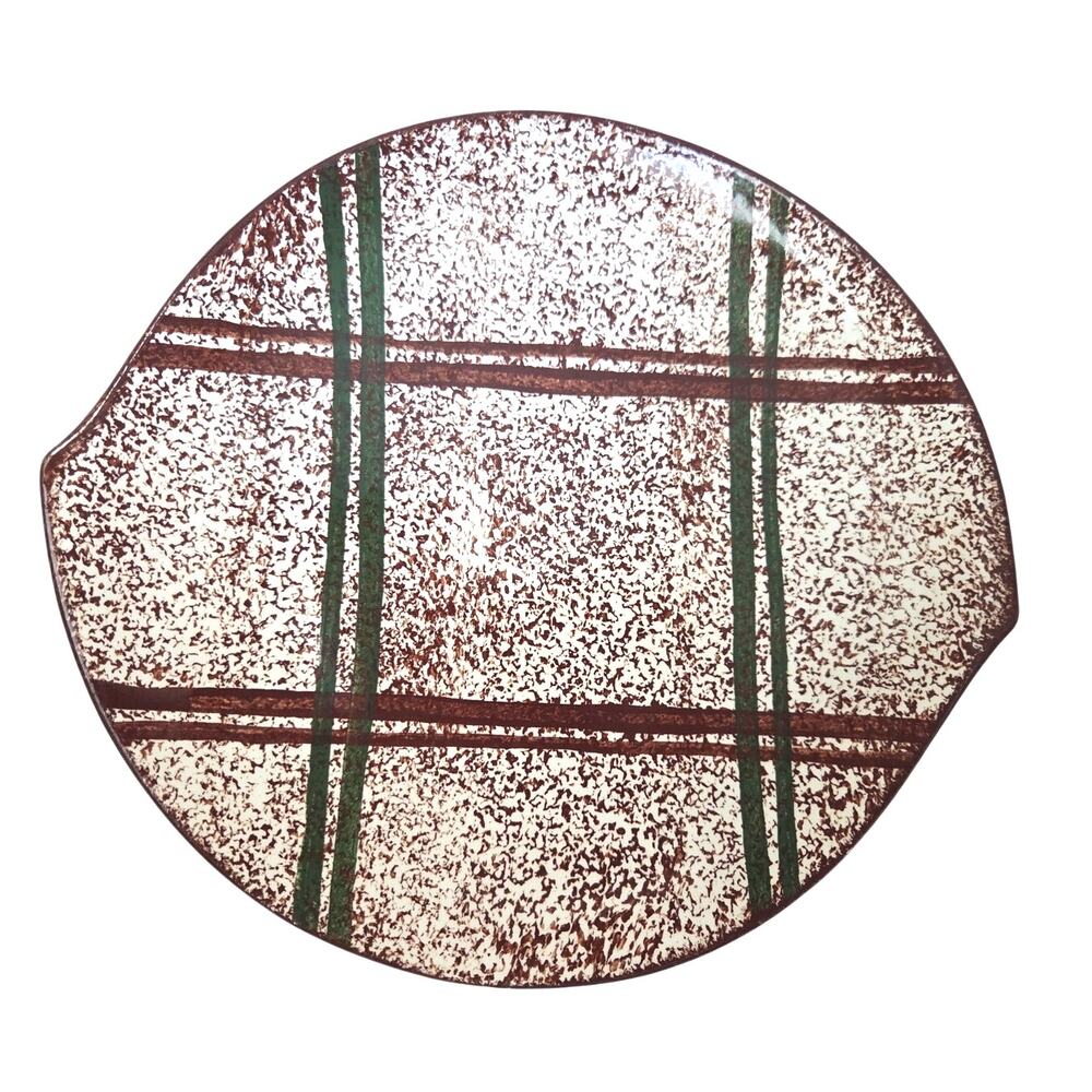 Blue Ridge Vtg Large Serving Platter Brown Plaid Plate Cottage Core